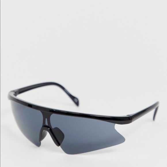 ASOS Design Half Frame Flared Visor sunglasses BLK - Picture 1 of 3